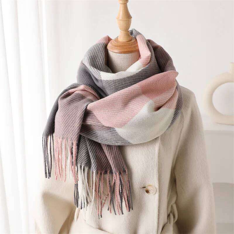 Luxury Brand Plaid Scarf Autumn Winter Women Warm Neckerchief Pashmina Lady Shawls and Wraps Casual Lattice Tassel Scarves Z260226