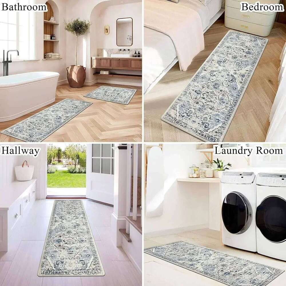 Non-Slip with Vibrant Digital Printed Letters Carpet Anti-Slip Rug for Modern Kitchen Home Decor Floor Mat H260226