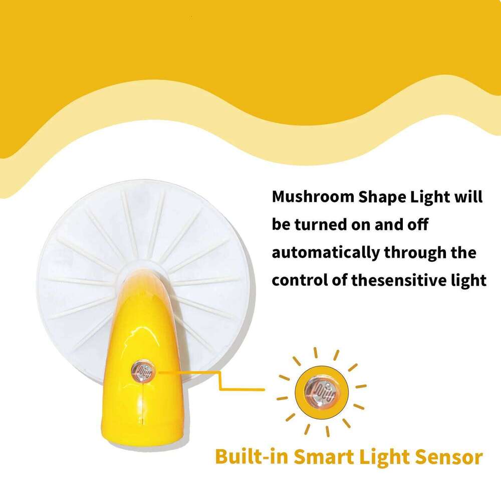 LED Night Lights Mushroom Shape Automatic Toilet Decor Wall Lamps Light-control Sensor Bedroom Light EU/US Plug Z260227