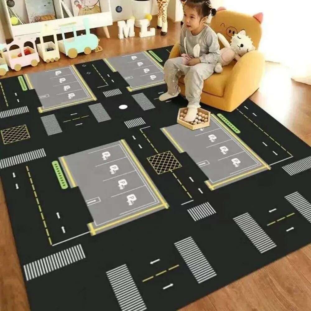 VIKAMA Education Play Mat Is Suitable for Children's Rooms, Anti-skid Transportation Car Track Mats rug H260226
