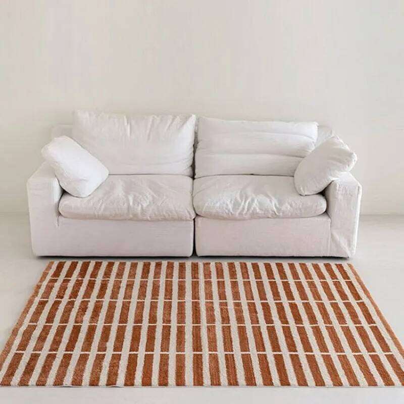 VIKAMA Scandinavian Style Striped Facecloth Carpet Brown And White Simple Design Living Room Sofa Area Home Decoration H260227 - view 3