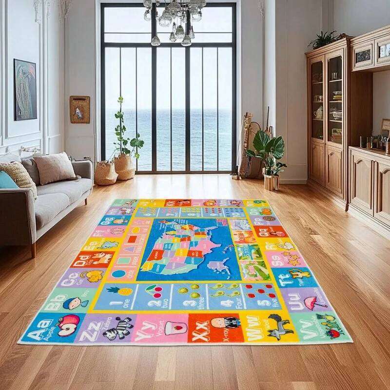 ABC Alphabet Animal Educational Carpet Mat Rug Non-Slip Play Home Decor for Kids Bedroom Playroom Nursery Kindergarten H260226