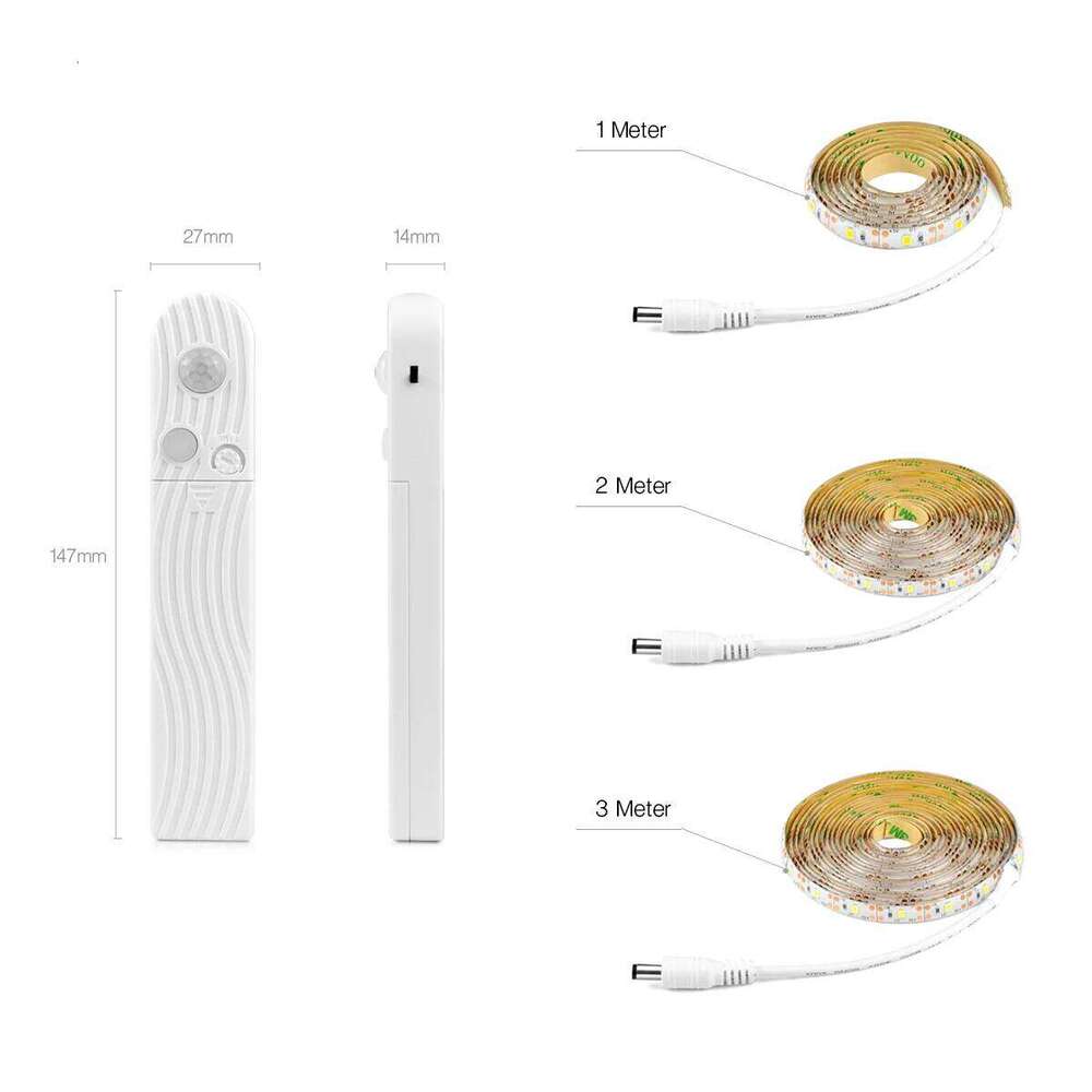 Waterproof Kitchen Cabinet Tape Motion Sensor Strip Light 5V Wireless PIR LED Battery Stairs Wardrobe Lamp Z260226