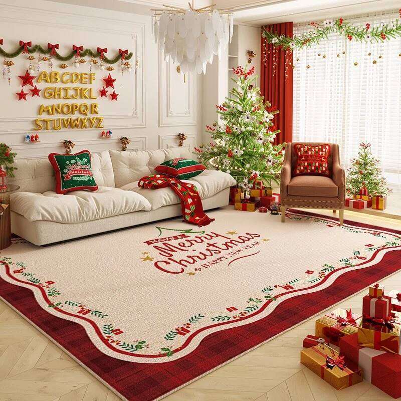 VIKAMA1PC Christmas Cartoon Crystal Velvet Carpet Is Dirt Resistant And Easy To Care For Bedroom Living Room Mat Home Decor H260226