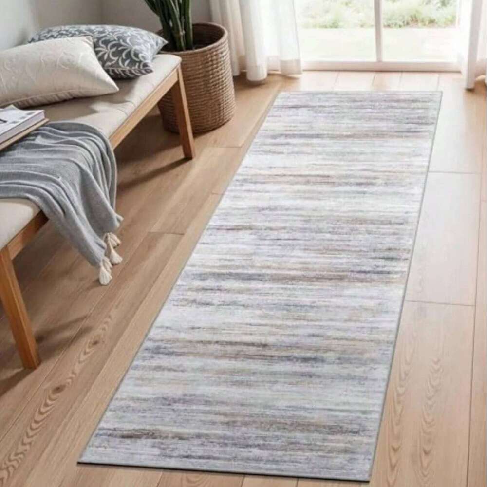 Vintage Pattern & Minimalist Stripe Long Runner Rug Retro Style Mat Non Slip Durable for Hallway Living Room Entryway Home Decor H260226