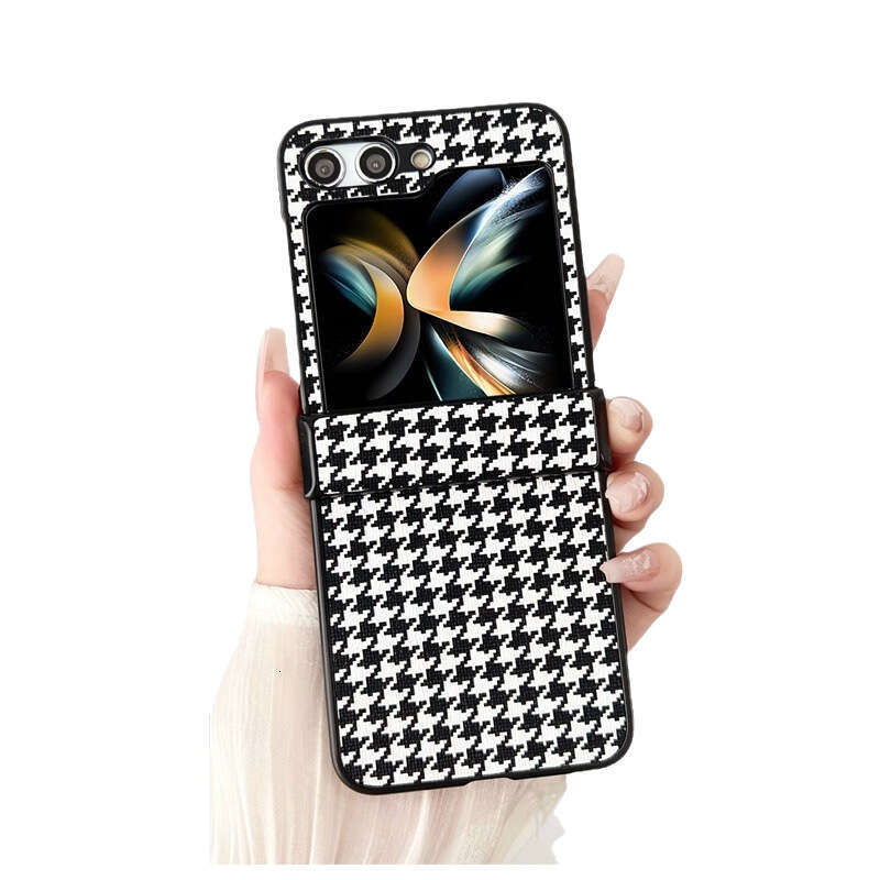 Compatible with Samsung ZFlip6 Phone Case Foldable Screen Plaid Pattern Three-Segment Hinge ZFLIP5/4 Protective Cover ZFLIP3