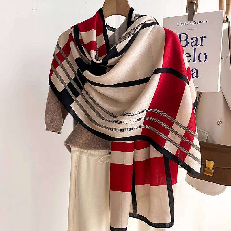 Multicolor Striped Elegant Style Thin Warm Shawl Autumn Winter Coldproof Cozy Inelastic Scarf For Women Z260226