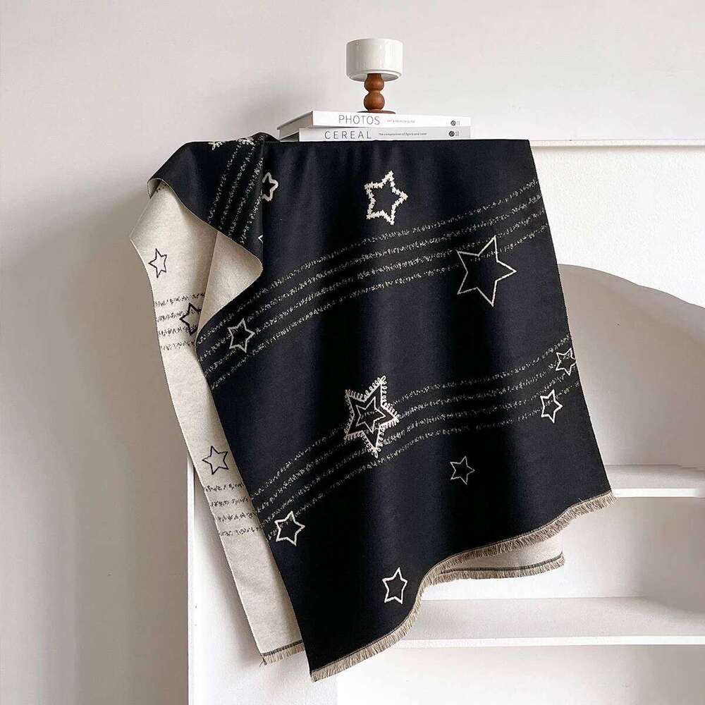 Women Fashion Scarves Star Pattern Poncho Imitation Cashmere Winter Warm Shawl Wraps Female Thick Pashmina Blanket Bufanda Z260226