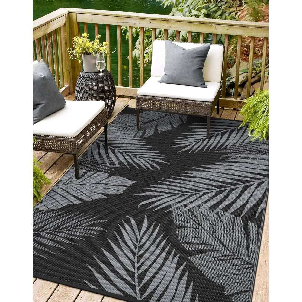 Modern Grey Palm Leaf Outdoor Mat Courtyard Carpet Floor Garden Balcony Home Living Room Decoration H260227 - view 3