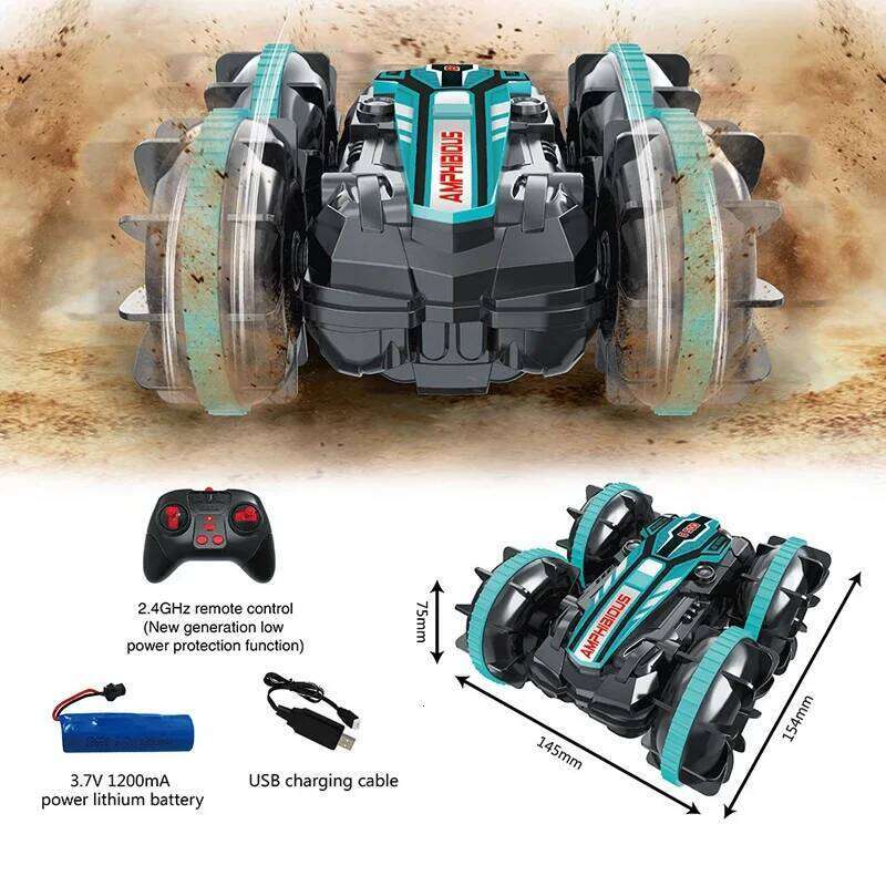 Newest High-tech Remote Control 2.4G Amphibious Stunt RC Car Double-sided Tumbling Driving Children's Electric Toys for Boy H260227