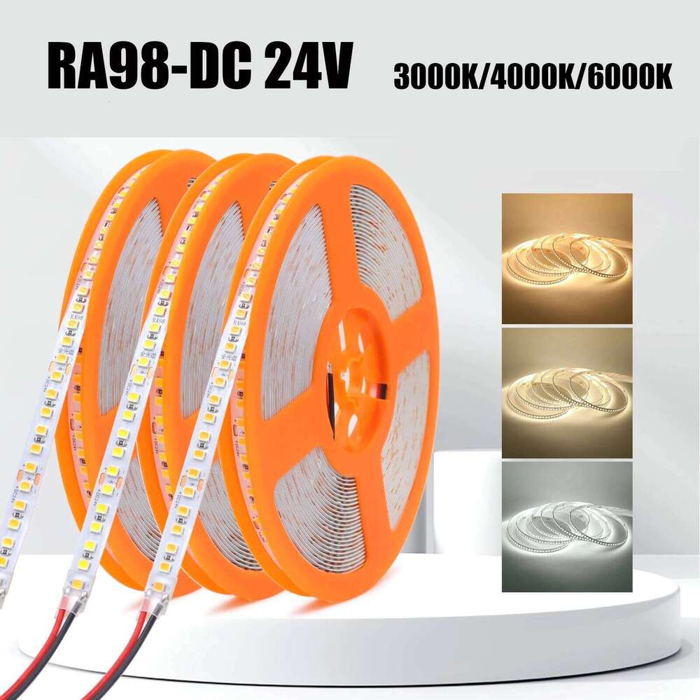 Full Spectrum High CRI RA98 LED Strip Light DC 24V SMD2835 180Leds/M 3000K 4000K 6000K 5M/10M IP20 Flexible Ribbon Tape Z260226
