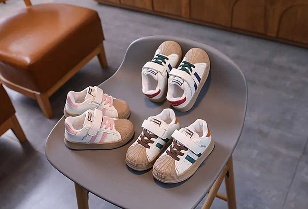 Kids Sneakers Retro Color Block Textured Shell Toe Dual Closure Anti-slip Shoes for Baby Boys Toddler Autumn SportT260227