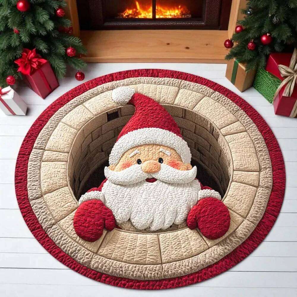 Printed Welcome Indoor Santa Claus Christmas Rug Door Mat Winter Home Decor Living Room Decoration H260226