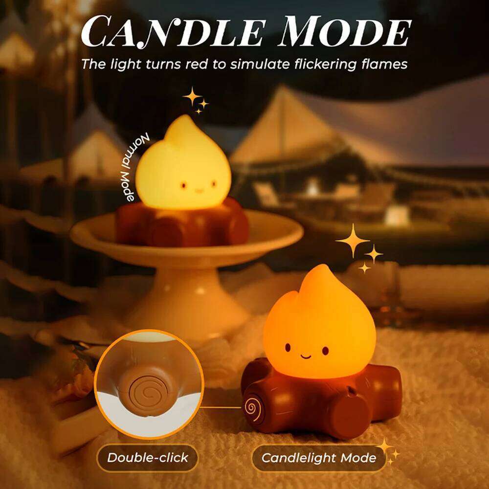 Campfire Night Lights With White Noise Creative Room Decoration Atmosphere LED Light Desk Lamp For Kids Christmas Birthday Gifts Z260227