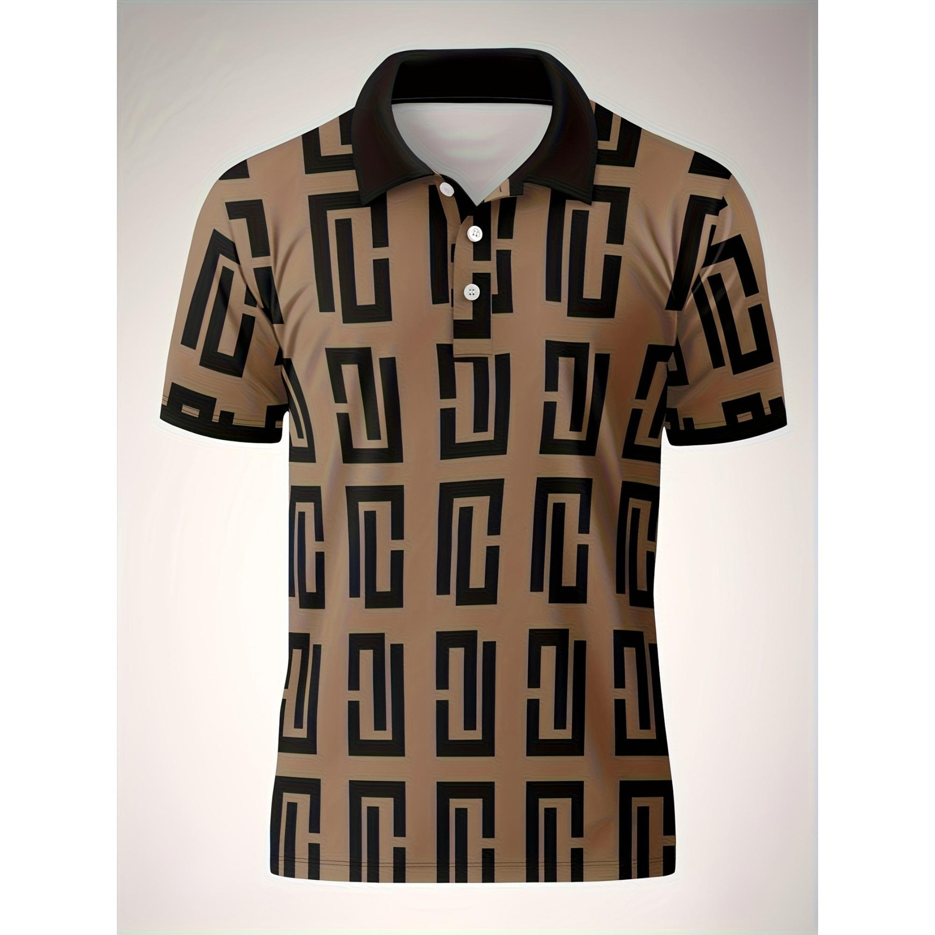 Luxury Designer Clothes European And American Foreign Trade New 3D Digital Solid Color Turn-Down Collar Short Sleeve Sports Shirt Casual Loose Mens Po