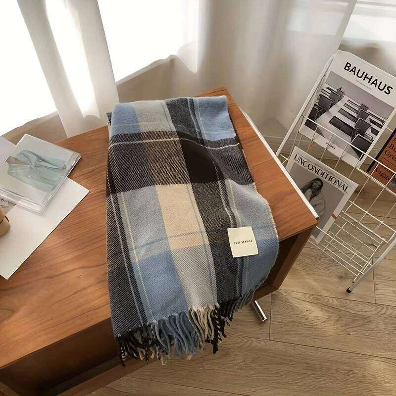 New Simple Versatile Palid Tassel Stylish Unisex Warm Neck Autumn Winter Thickened Coldproof Wrap Scarf Z260226