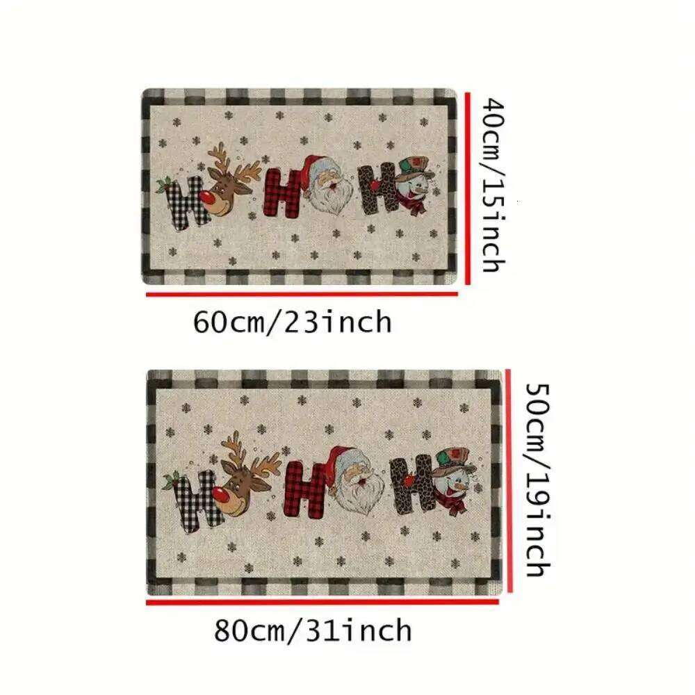 VIKAMA Christmas Happy Welcome Santa Claus Reindeer Kitchen Carpet Entrance Floor Mat Holiday Home Decoration H260226