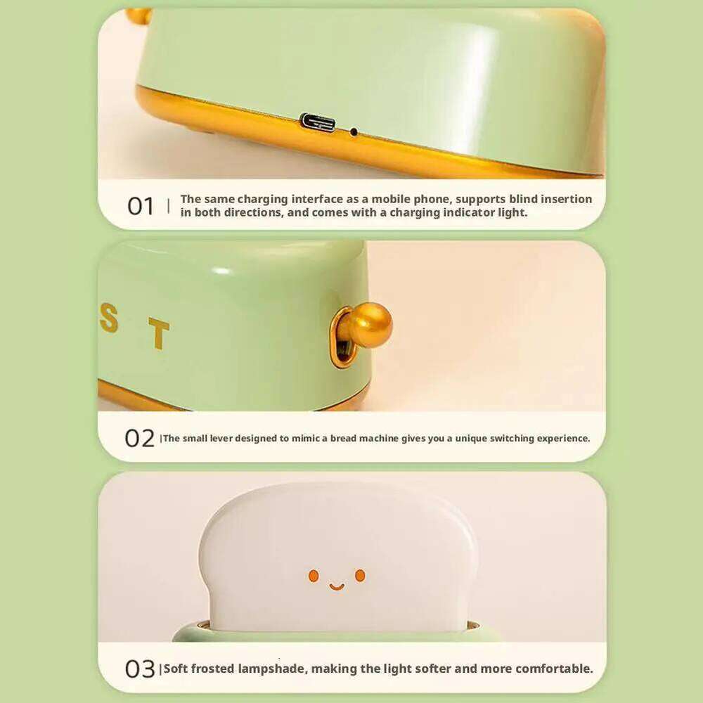 Creative Bread Toast Table Light Toaster Nightlight For Birthday Gift USB Rechargeable Led Lamp Decor Holiday Baby Bedroom Z260227