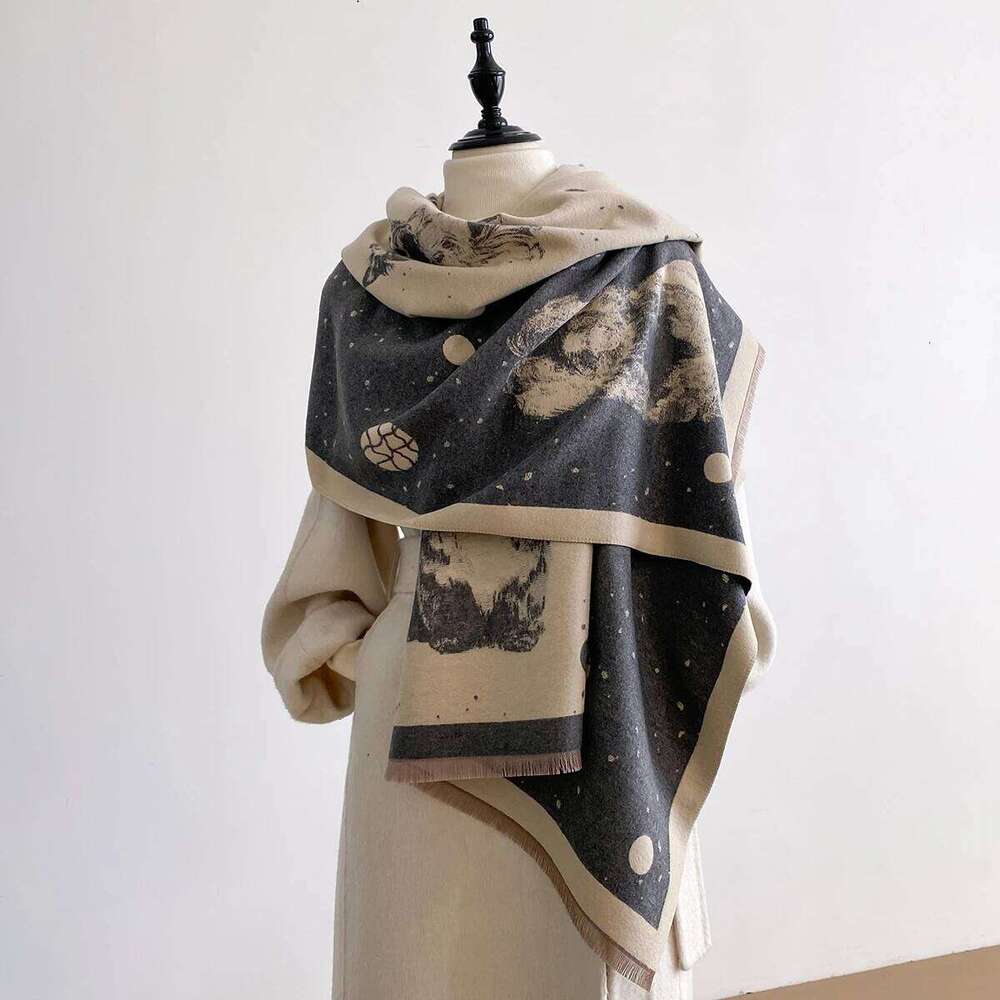 Animal Design Winter Dog Print Imitation Cashmere Jacquard Scarves High Quality Women Thicken Wrap Shawl Ladies Pashmina Scarf Z260226