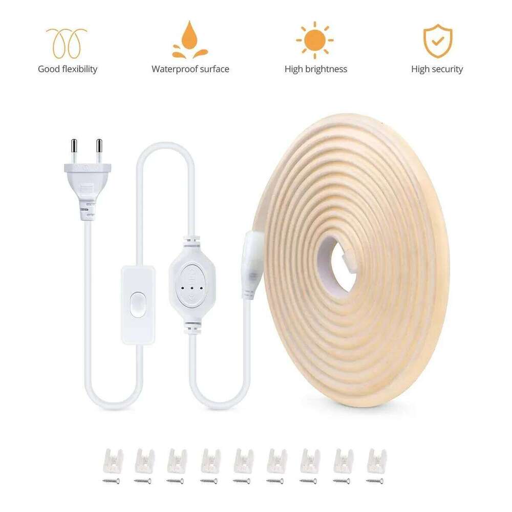 220V COB Strip Light RA90 Super Bright 280LEDs/m Flexible Outdoor Lamp Waterproof LED Tape With EU Power Plug Z260226