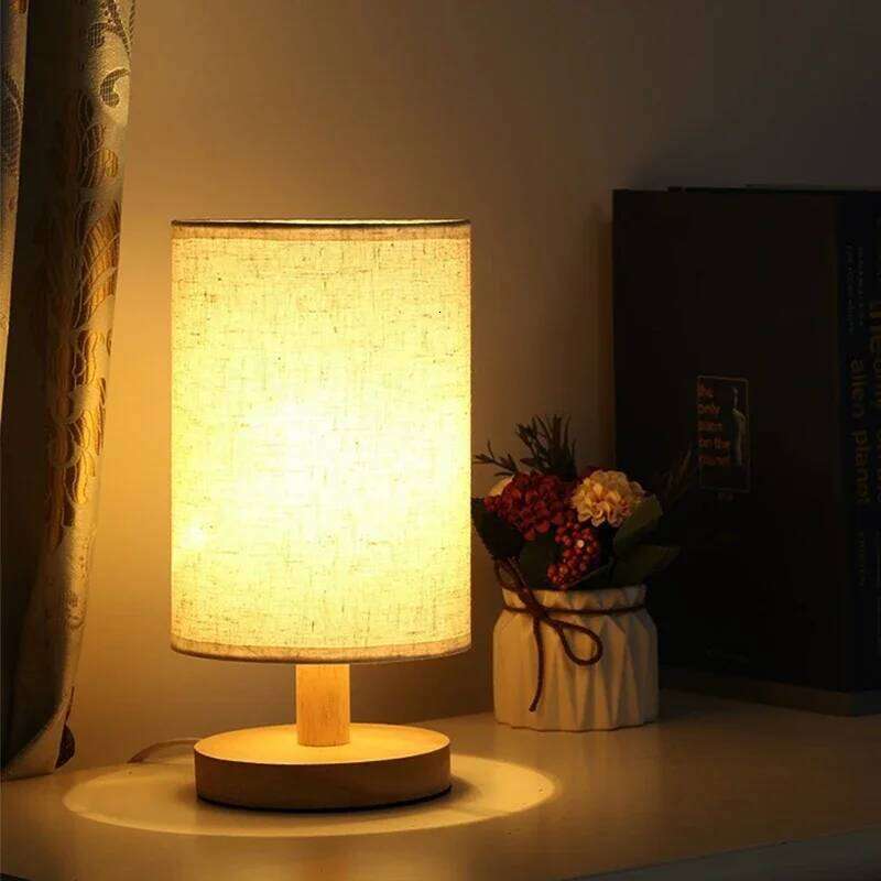 USB Plug Night Light Chinese Style LED Table Lamp Simple Dimmable Fabric Lampshade Living Room Bedroom Bedside Lighting Z260227