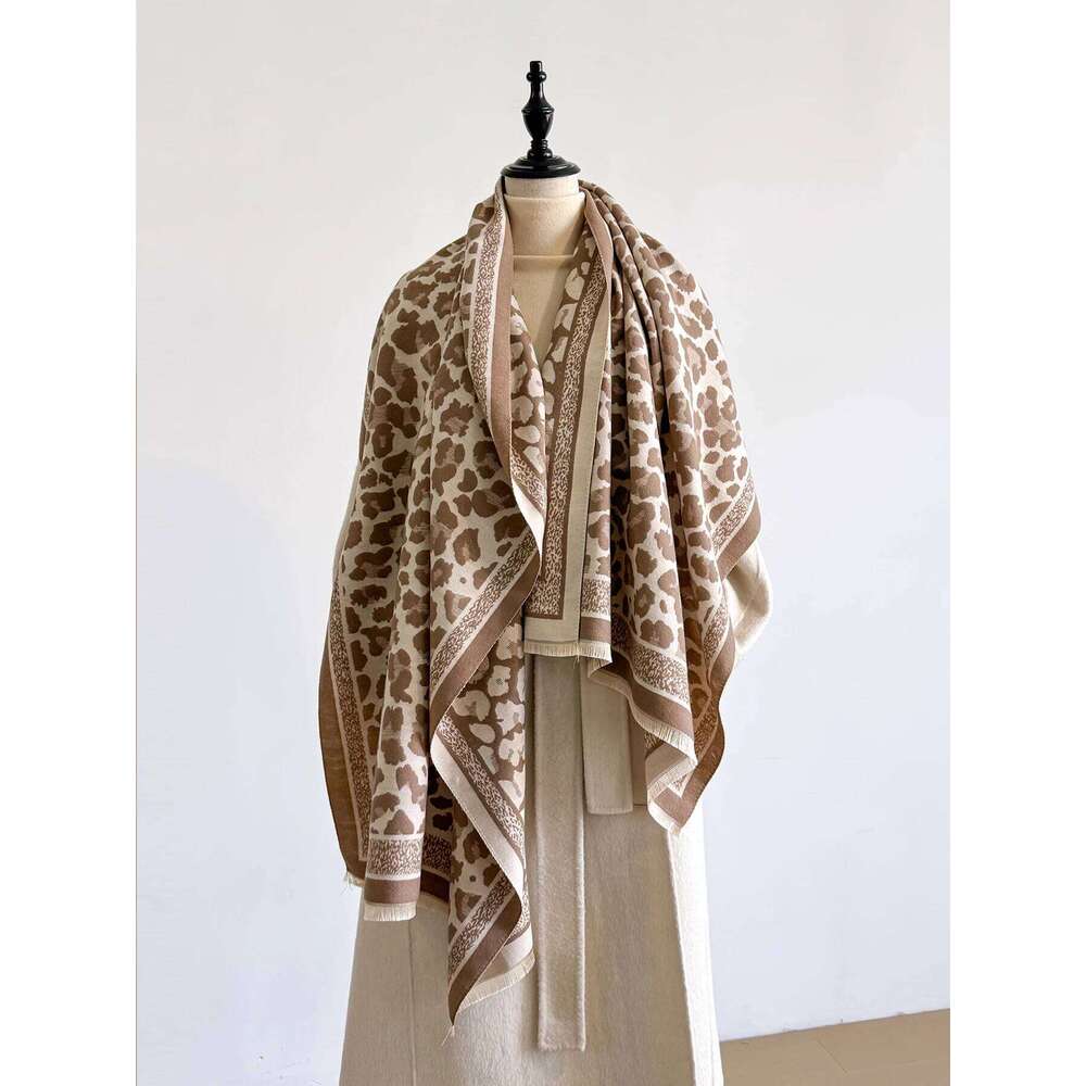 Winter Elegance Thick Faux Pashmina Scarf Women Two-Sided Warm Soft Shawl Wrap Feminine Patterned Blanket for Cold Weather Z260226