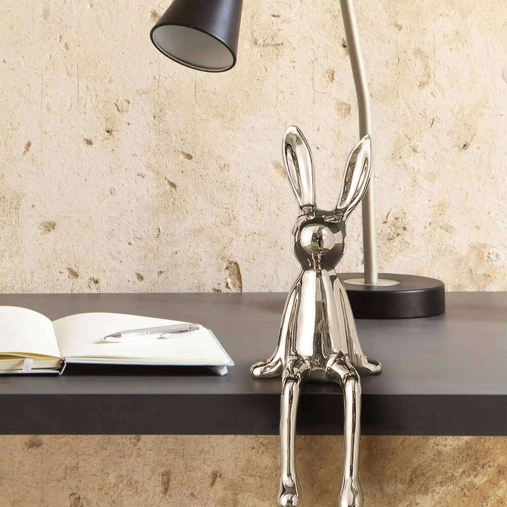 Rabbit Statues Glaze Decorative Ornament Animal Figures for Bedroom Bookshelf Desktop Entrance Indoor Z260227