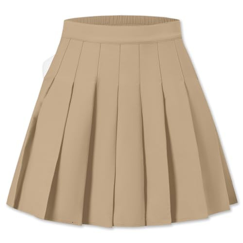 Women Pleated Skirt Plus Size Uniform Casual Skater Tennis Skorts for Girls with Elastic Waist and Pockets