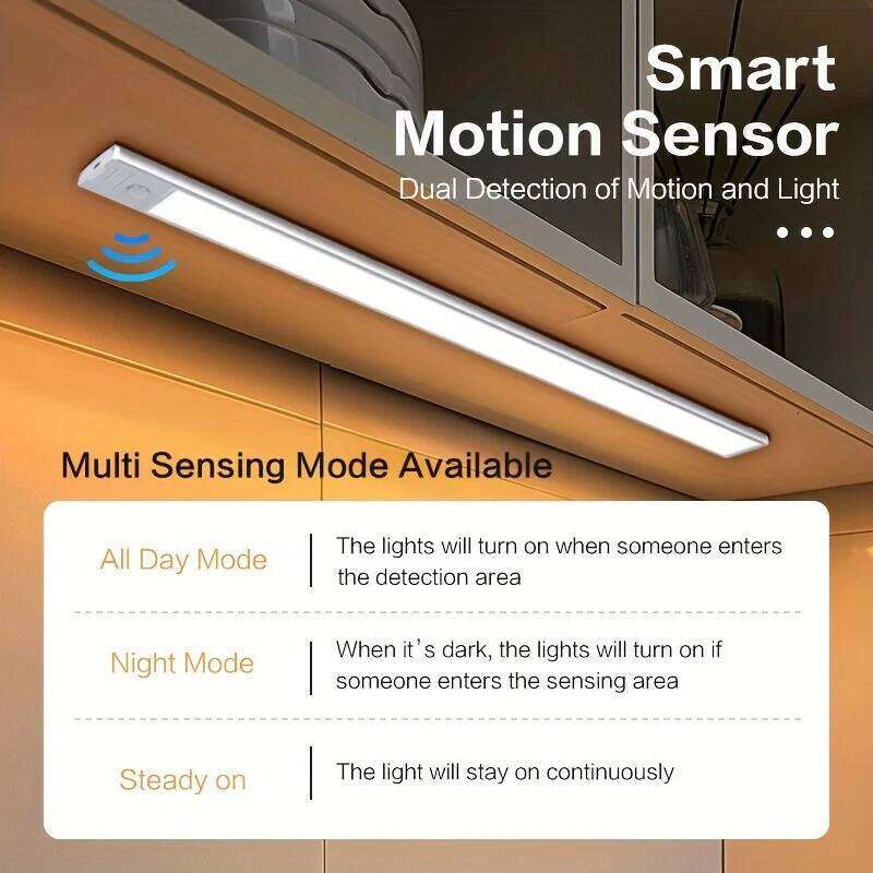 10-50cm LED Motion Sensor Light Night Wireless Lamp USB Battery Rechargeable Wall Under Cabinet For Bedroom Kitchen Lighting Z260227