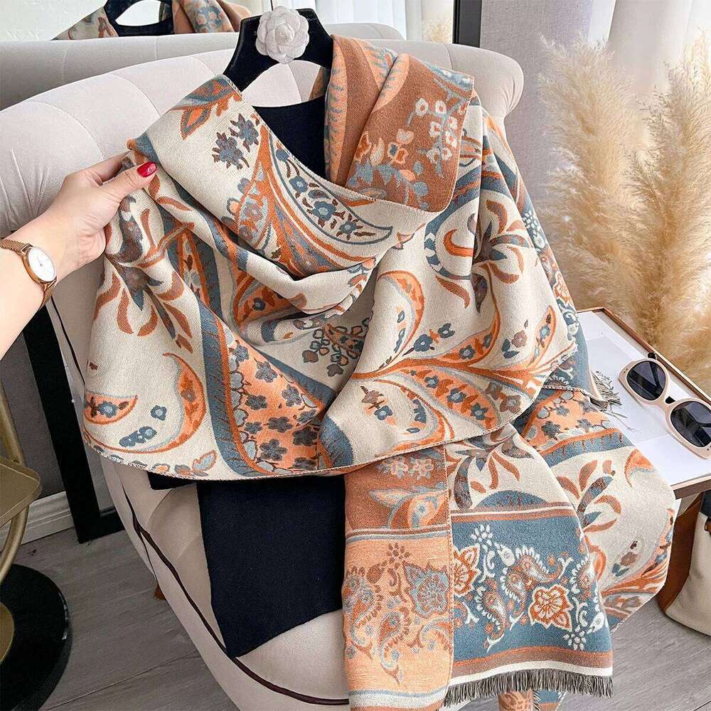 Women New Jacquard Pashmina Imitation Cashmere Winter Thick Warmth Two-Sided Shawl Cold and Wind Resistant Blanket Scarf Z260226
