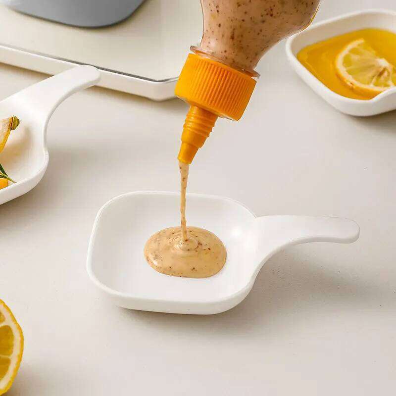 Portable Handle Snack Tray Set Kitchen Dip Tray with Discard-Bone Compartment Stackable Plastic Seasoning Dinner Plates Home Use Model