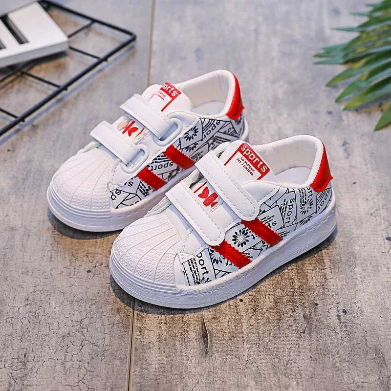 Kids Sneakers Shell Toe Graphic Print Dual Velcro Non-slip Breathable Casual Outdoor Shoes for Boys Girls ToddlersT260227