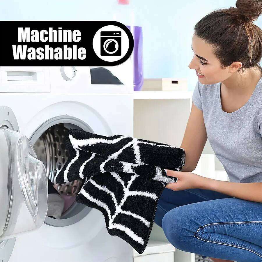 Halloween Bath Mat Gothic Bedroom Carpet Spider Web Floor Bathroom Home Decor Decoration Kitchen Living Rugs Room Rug Mats H260226
