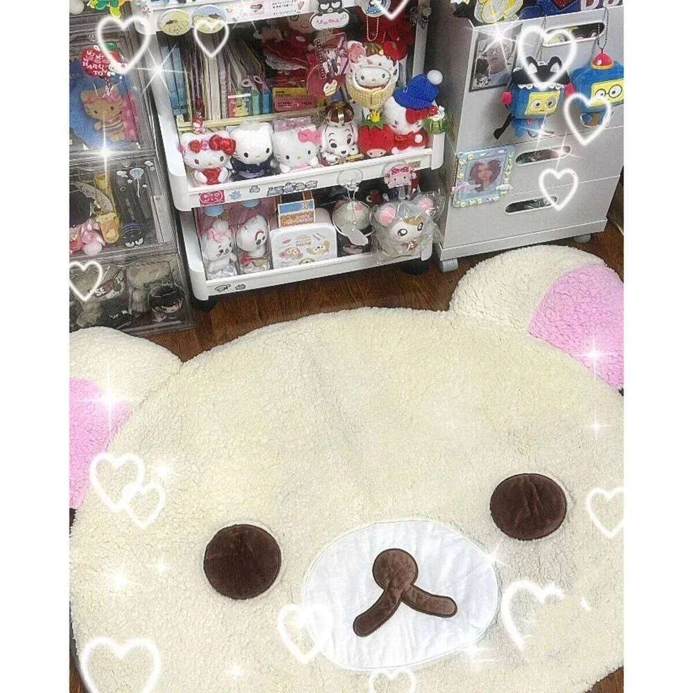 Kuna Rilakkuma Relaxed Bear Cartoon Cute Korea Soft Plush Floor Mat Home Bedroom Bedside Carpet H260226