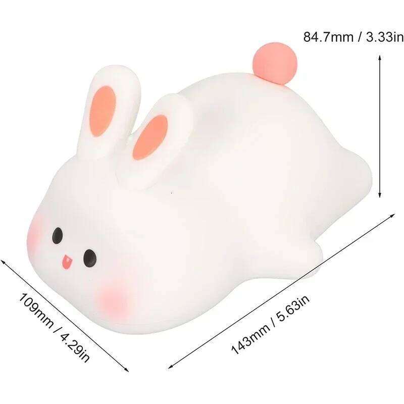 Bunny Night Light Silicone Nursery Cute Sleeping Lamp USB Rechargeable Touch Switch Control Table Led for Child Girlfriend Gift Z260227