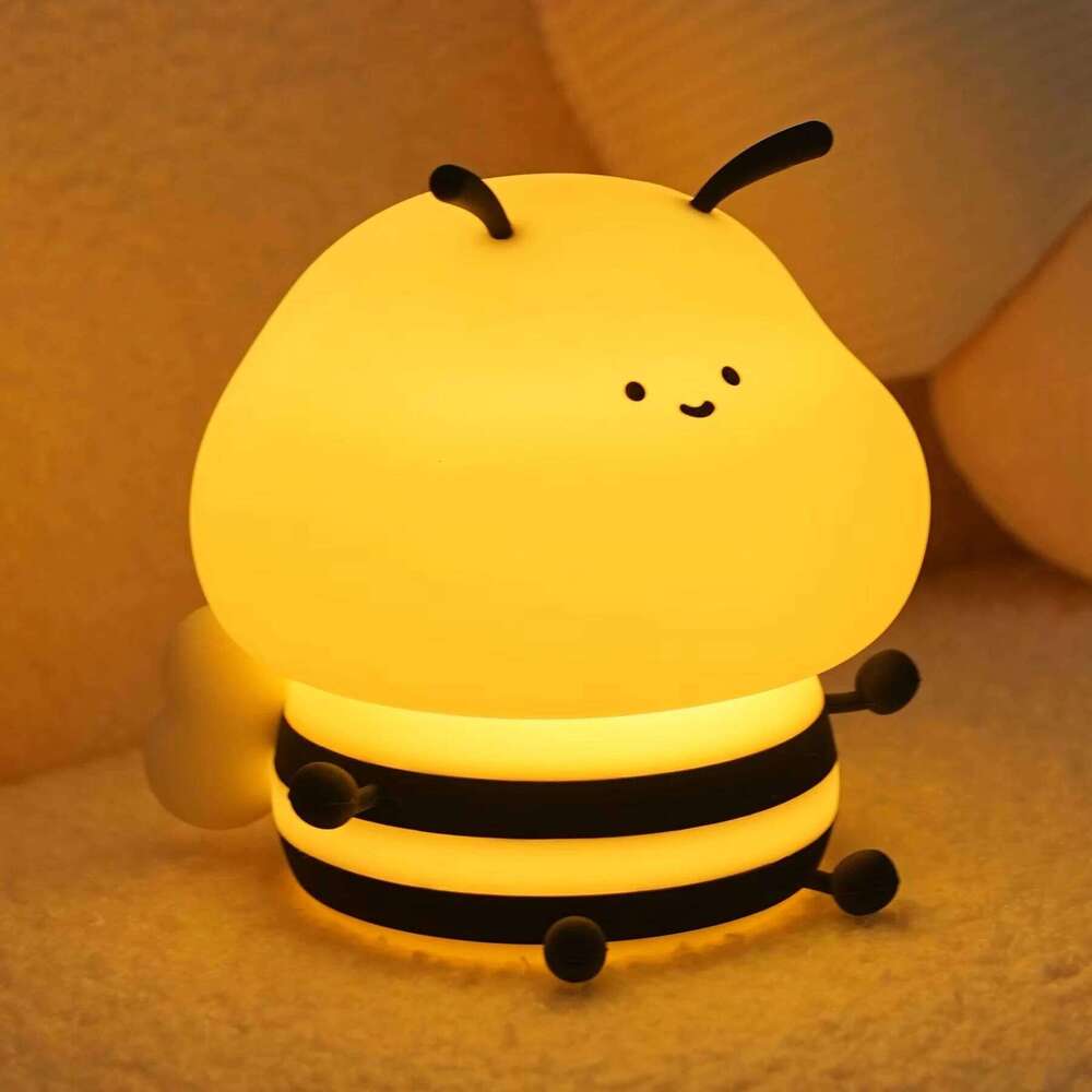 LED Night light Cute Bee Cartoon Animals Silicone Lamp for Children Kid Touch Sensor Timing USB Rechargeable For Birthday Gifts Z260227