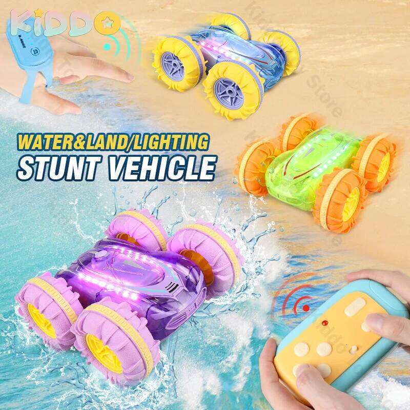 RC Car Gesture Sensing Rolling 2.4G light Amphibious Remote Control Vehicle Double Sided Stunt Waterproof Children Toys for Kids H260227