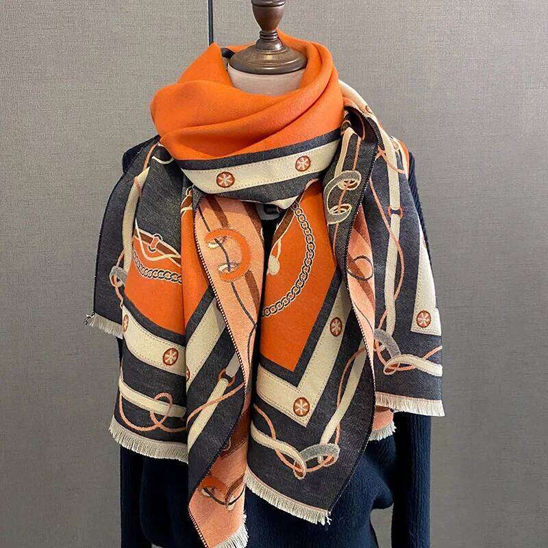 Luxury Scarf Women Winter Cashmere Shawls Wraps Thick Warm Lady Travel Stole Bufanda Hijab Fashion Print 2023 Z260226