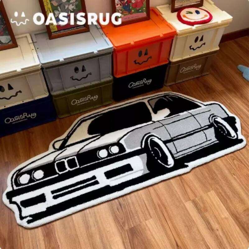 VIKAMA Trendy Retro Car Personalized Home Decoration, E-sports Room Bedside Carpet, Anti-slip and Absorbent Carpet H260226