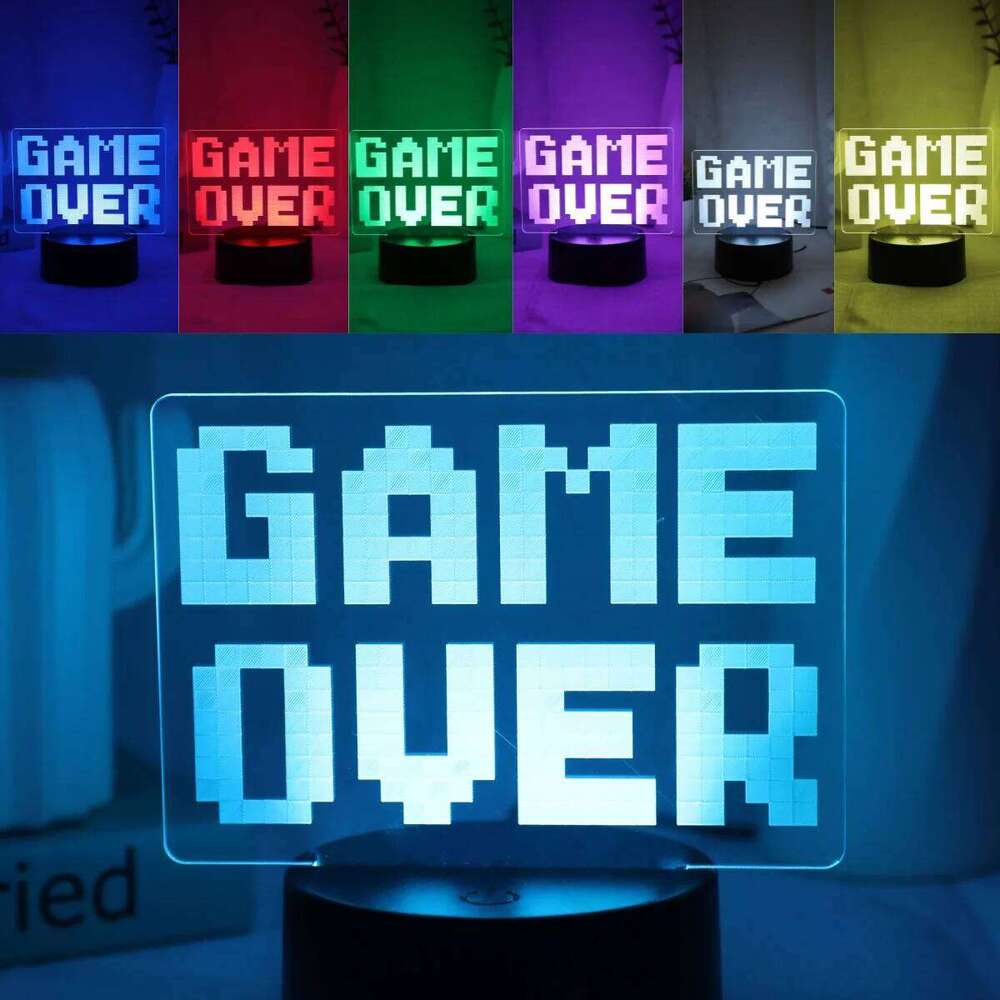 USB 3D GAME Over Visual Atmosphere Colorful Touch Color Change Night Room Decoration Table Light Z260227