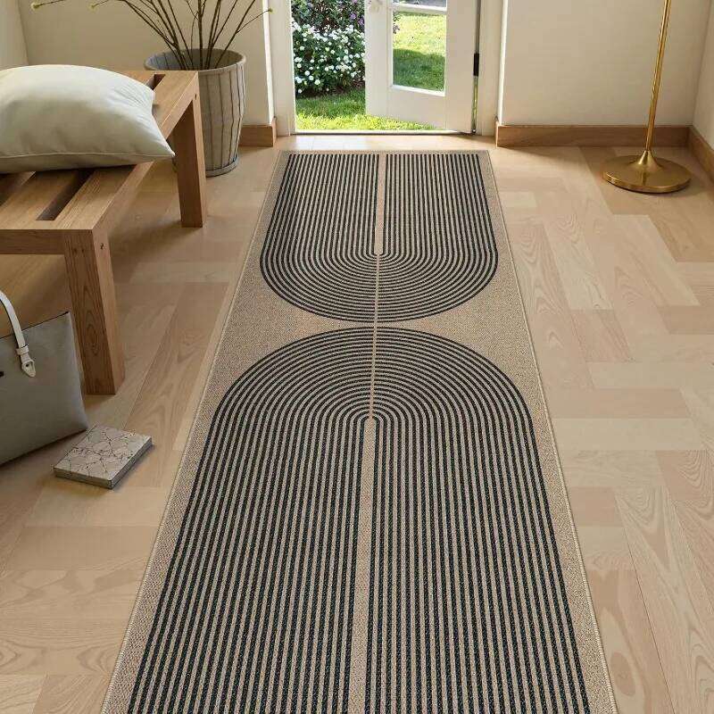 Modern Geometry Art Runner Minimalist Solid Color Coil Ripple Pattern Carpet Bedroom Bedside Entrance Long Door Mat Rug H260226