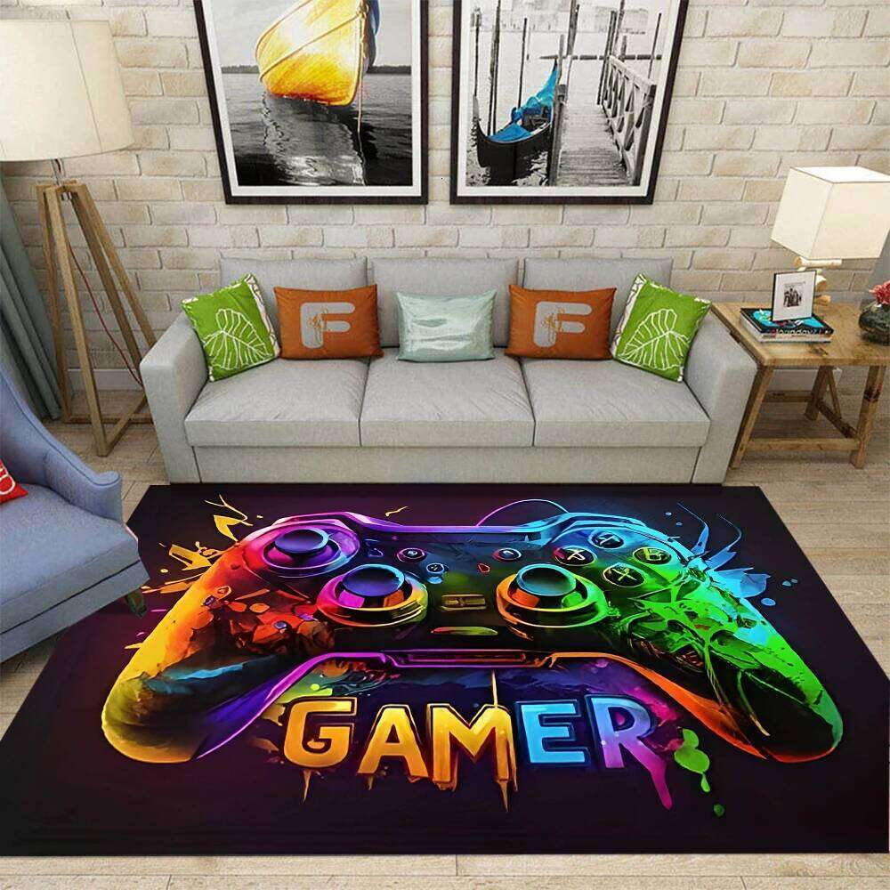 Gaming Boy Gamer Rug with Controller Carpet for Game Esports Room and Boys' Game-Themed Bedroom Floor Mat H260226