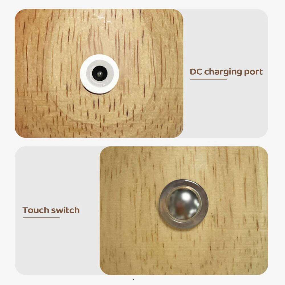 INS Wooden Creative Mushroom Night Light Stepless Dimming Bedside Table Lamp 3 Color Rechargeable Sleeping Nightlights For Room Z260227