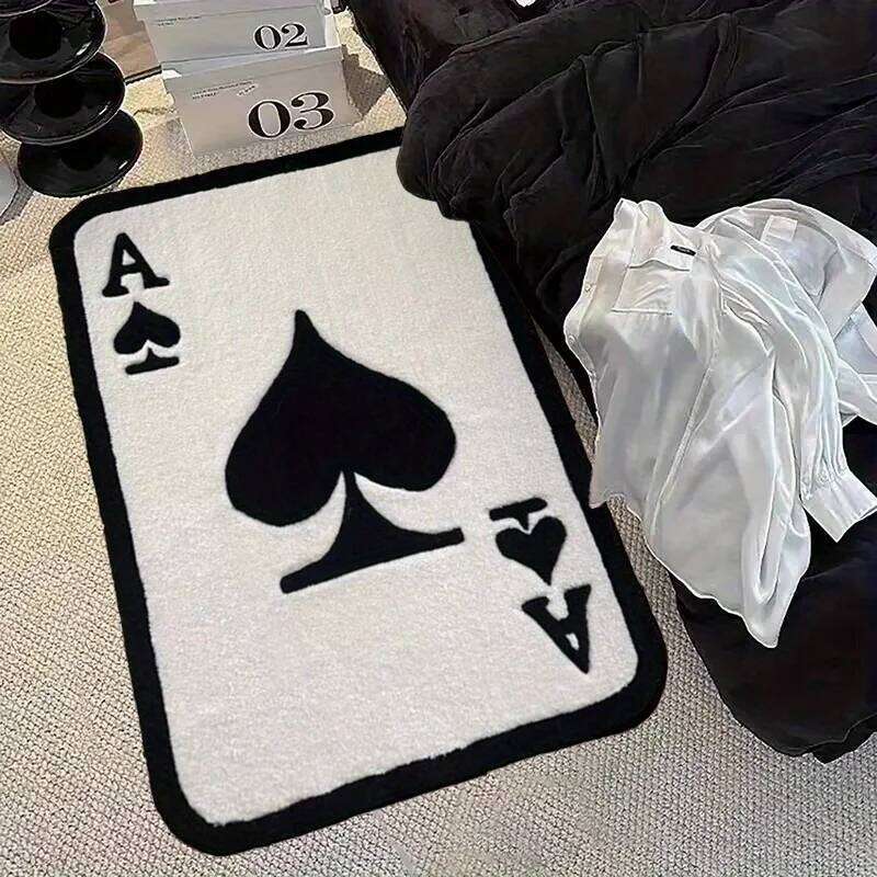 VIKAMA Ace of Spades Carpet Non Slip Absorbent Soft Creative Doormat Kitchen Bathroom Mat For Living Room Bedroom Home Decor H260226