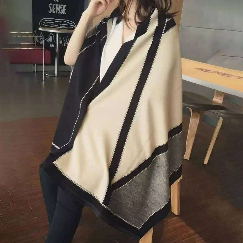 Women's autumn and winter waterproof scarf, thick double-layer shawl, soft office daily accessories, classic color design Z260226