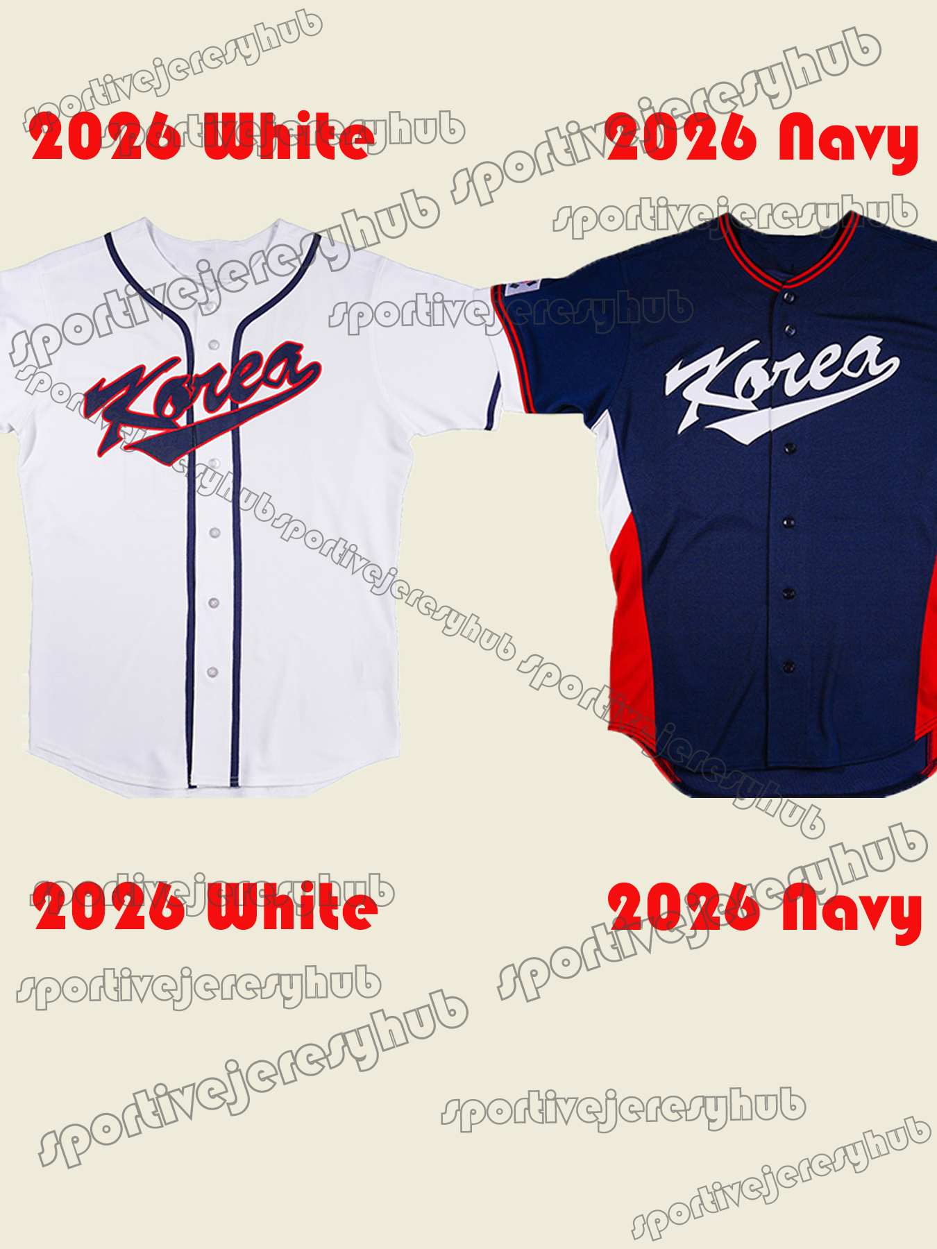 Korea 2026 Baseball Jersey Jung Hoo Lee Hyeseong Kim Hae Min Park Seung Ki Song Taein Won Riley O'Brien Jahmai Jones Custom Stitched Casual Wear