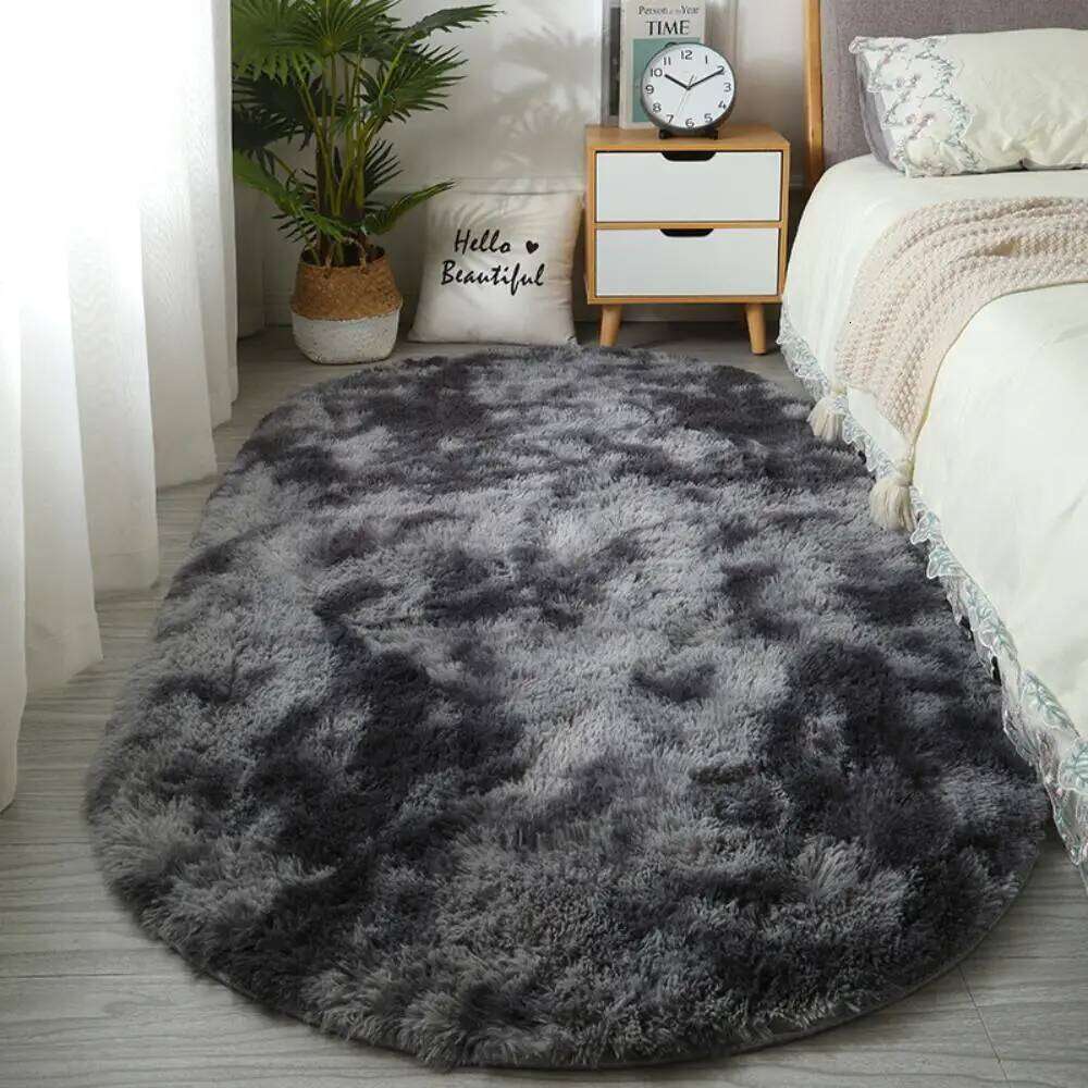 VIKAMA Soft Bedside Oval Girl Rug Bedroom Carpet For Live Room Winter Warm Floor Mat Doormat Home Decoration H260226