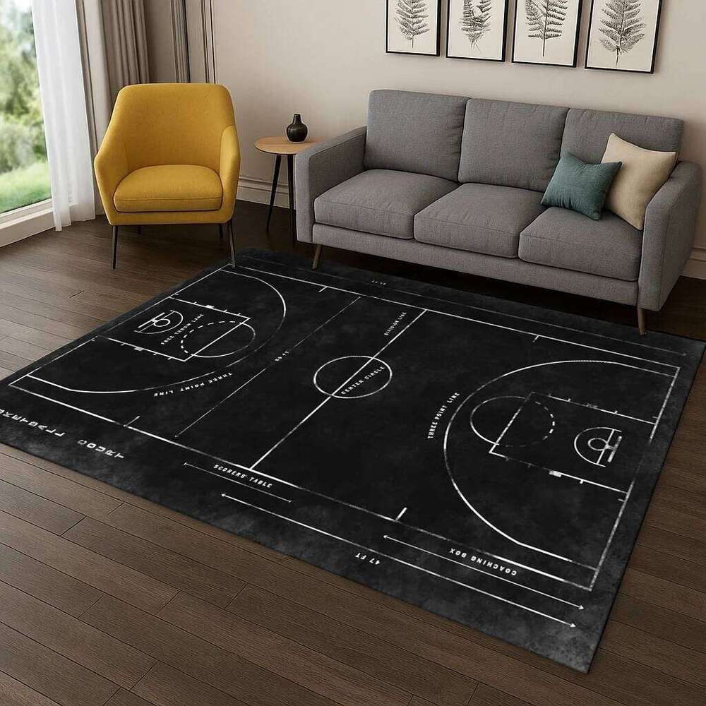 Basketball Court Sports Cartoon Carpet Rug for Sofa Bedroom Living Room Doormat Home Decor,Kid Game Non-slip Floor Mat H260226