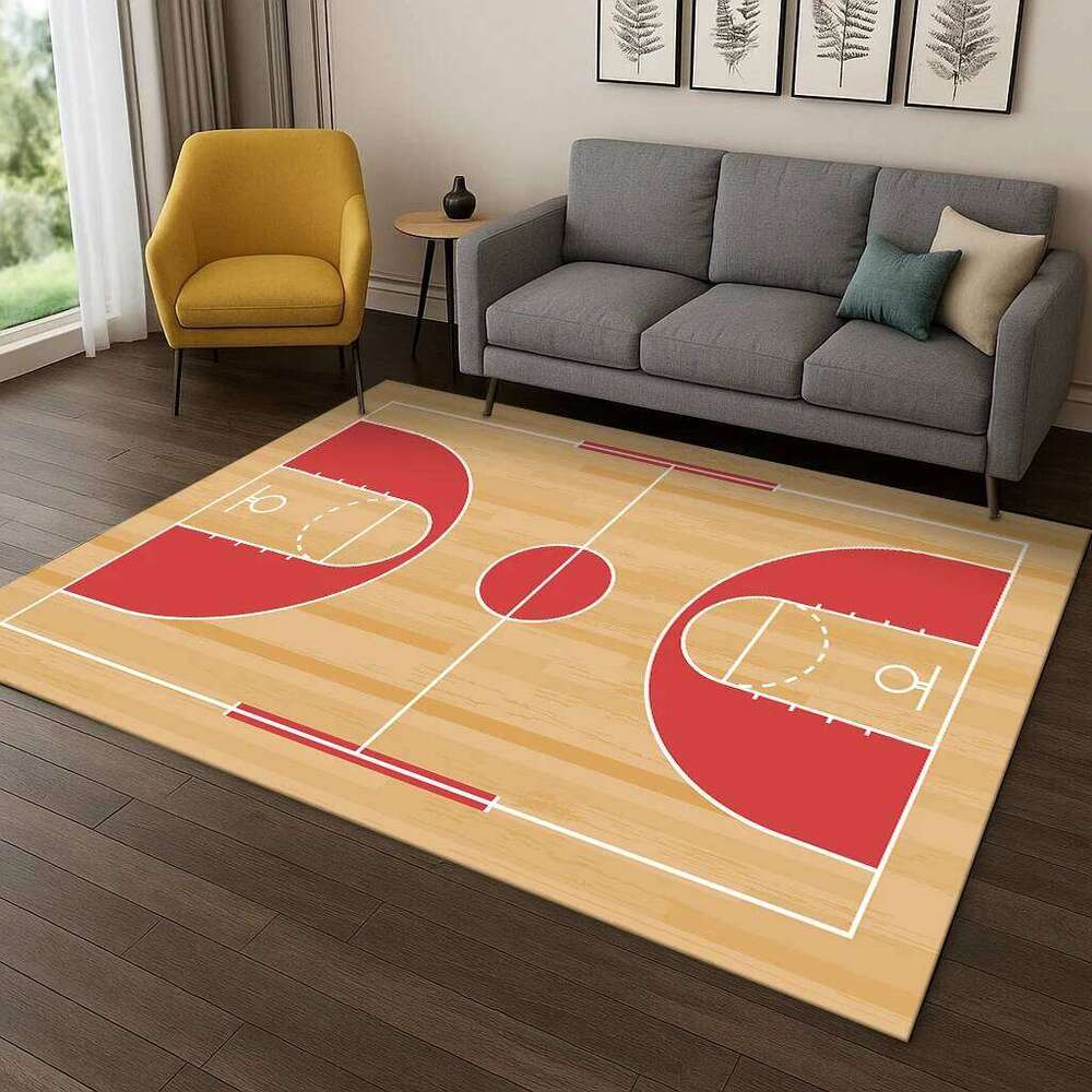 Basketball Court Sports Cartoon Carpet Rug for Sofa Bedroom Living Room Doormat Home Decor,Kid Game Non-slip Floor Mat H260226