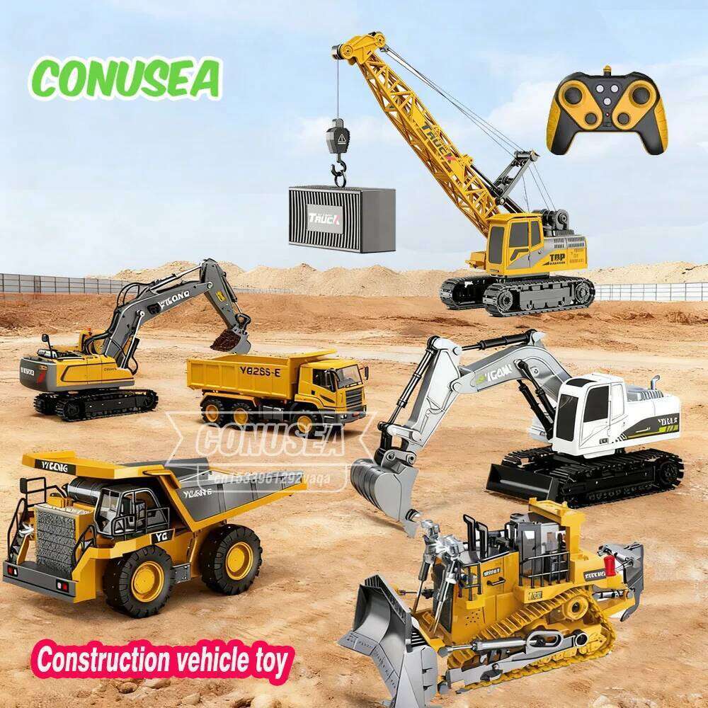 Rc Excavator Bulldozer Truck Toys for Boy 2.4G Remote Control Dumper Engineering Vehicle tractor Crawler Birthday Gift Child H260227